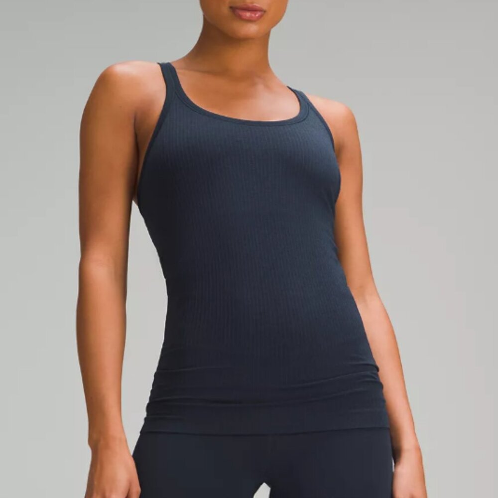 MADE IN FRANCE Feelgood Paris Shiny Ribbed Scoop Neck Tank Top Small